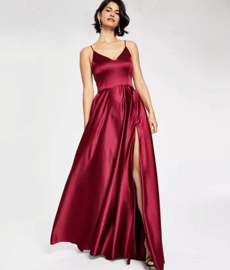 Red Satin Black Tie Wedding guest Outfit