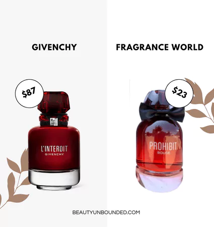 Fragrance world prohibit rouge is the dupe for givenchy l'interdit rouge