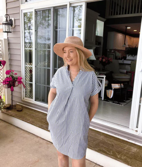 Simple Blue Striped Dress