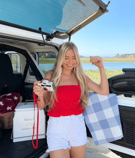 Red Top + White Shorts