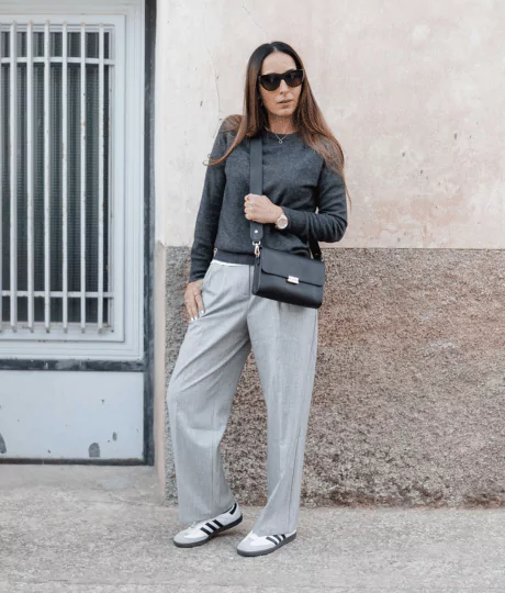 Adidas samba outfits with grey pants