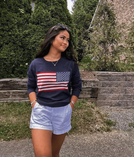 Flag Tshirt +White Shorts